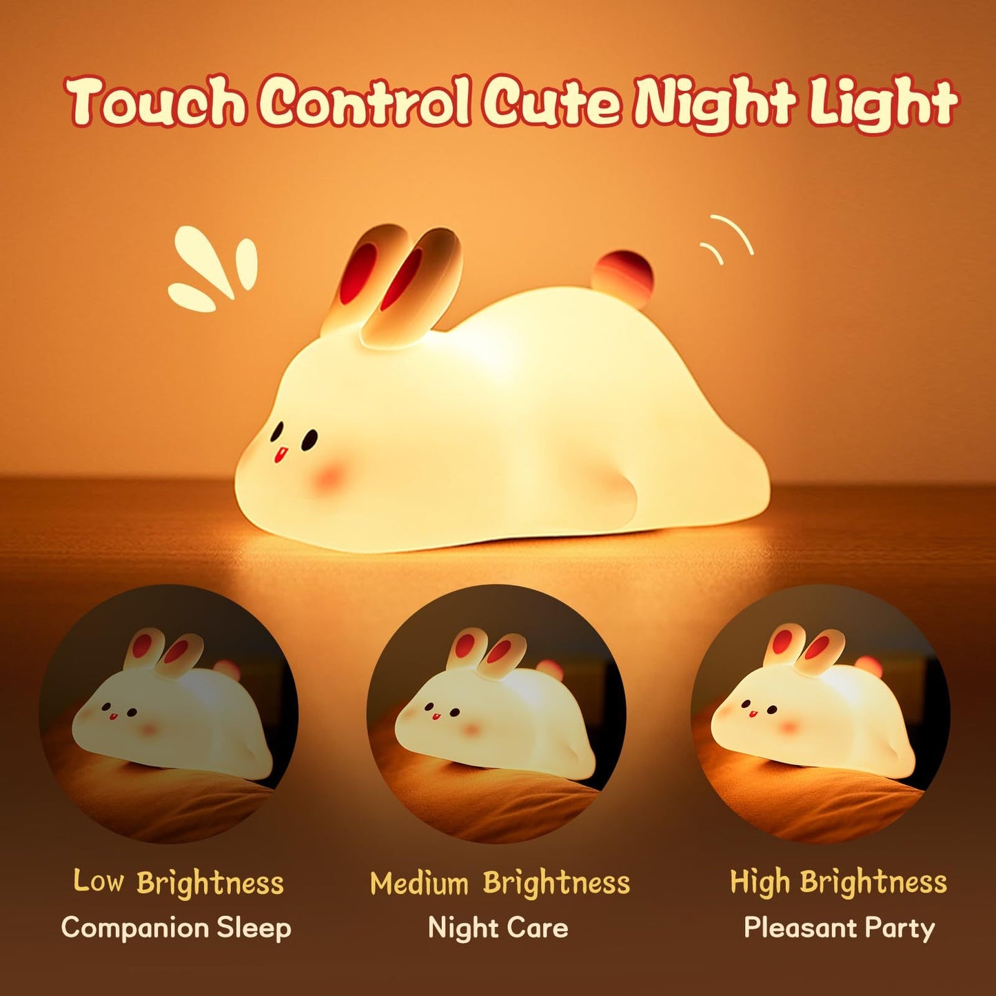 Lampe de nuit LED lapin mignon avec capteur tactile