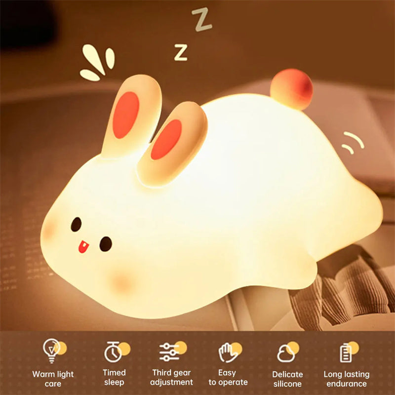 Lampe de nuit LED lapin mignon avec capteur tactile