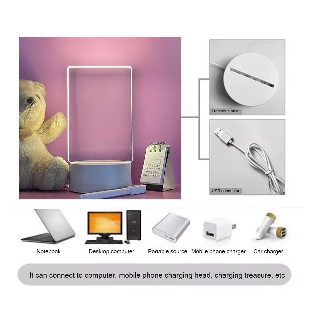 Panneau de message en acrylique LED avec alimentation USB