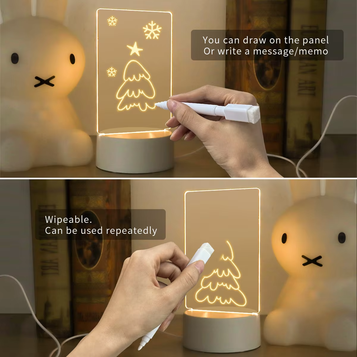 Panneau de message en acrylique LED avec alimentation USB